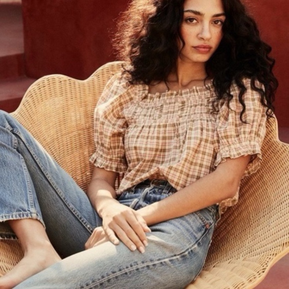 doen sahara top in austen plaid L